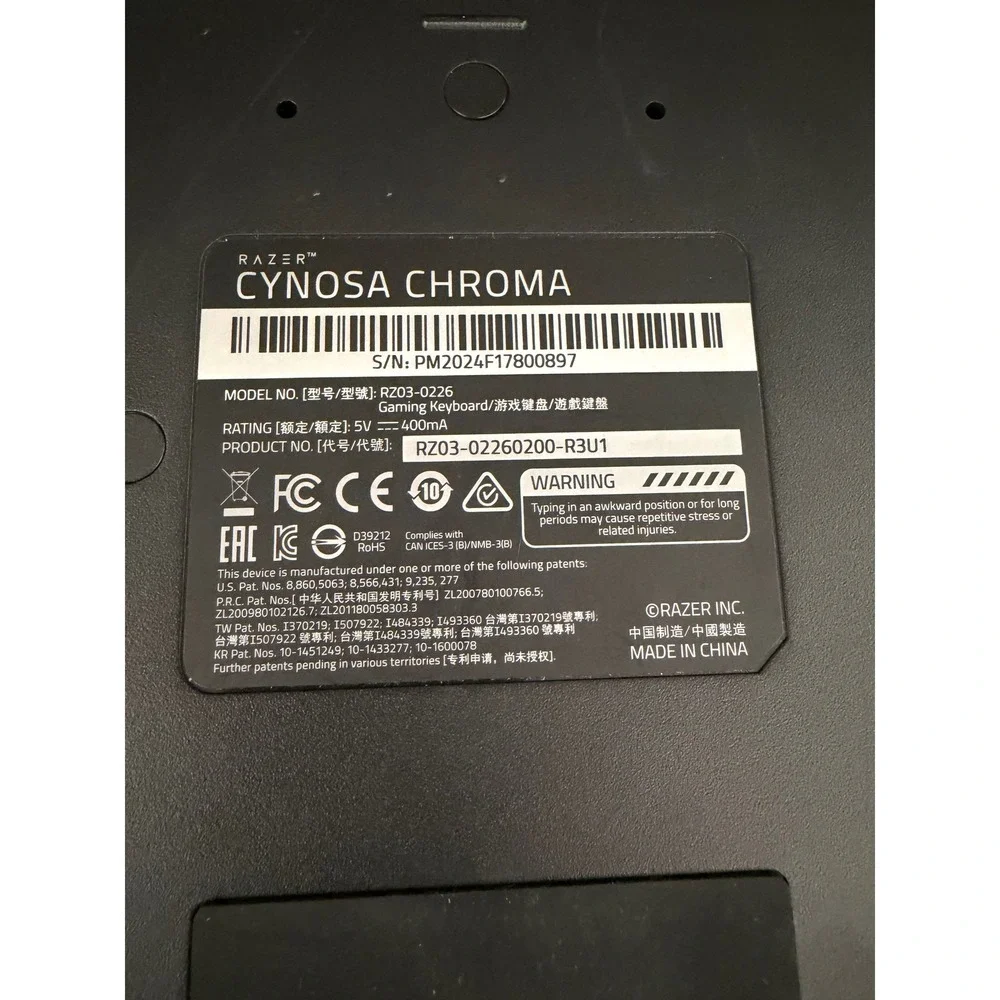 Razer Cynosa Chroma Wired Gaming Keyboard RZ03-0226 Black RGB Backlit Membrane